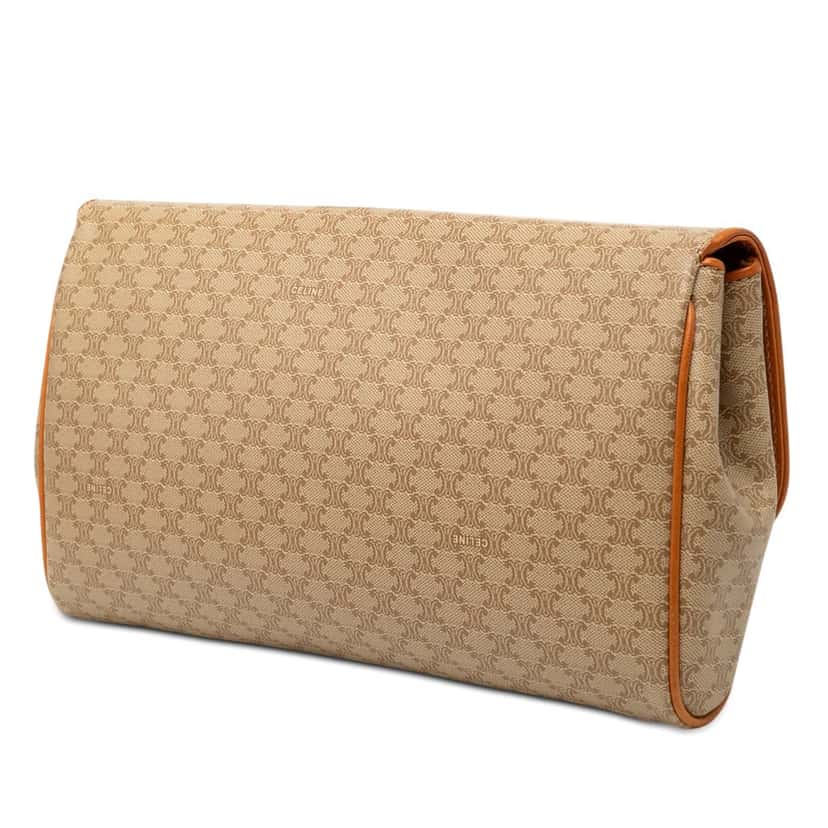 Celine Macadam Coated Canvas Clutch Beige Very good condition - Back View