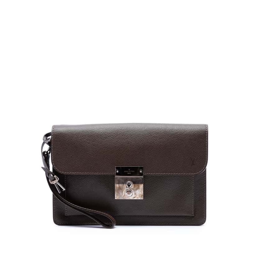 Louis Vuitton Taiga Belaia Clutch Brown Leather Very good condition - Front View