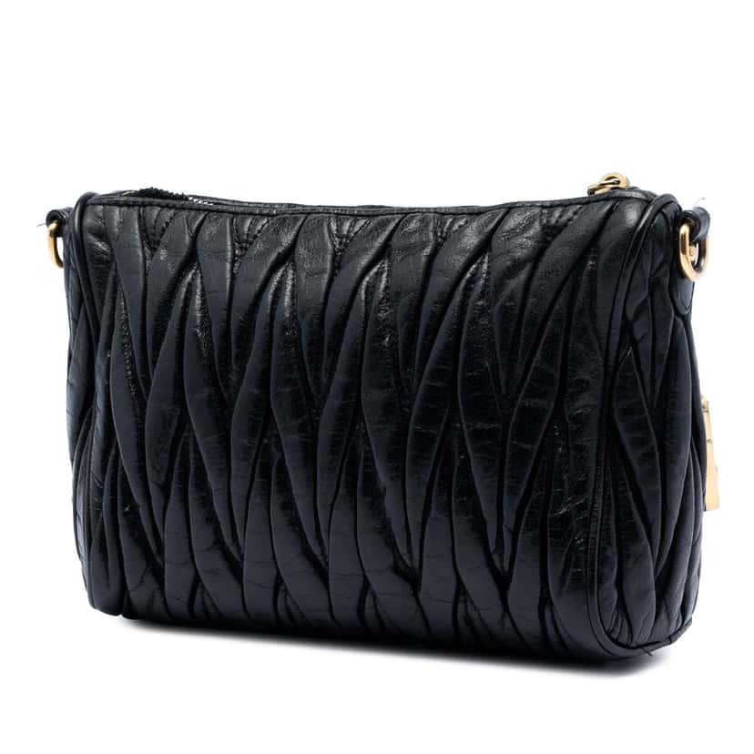 Miu Miu Matelasse Nappa Lux Charm Shoulder Bag Black Leather Very good condition - Back View