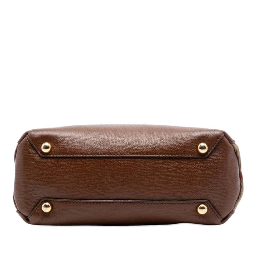 Burberry Small Grainy Calfskin and House Check Banner Satchel Brown Leather Very good condition - Inside View