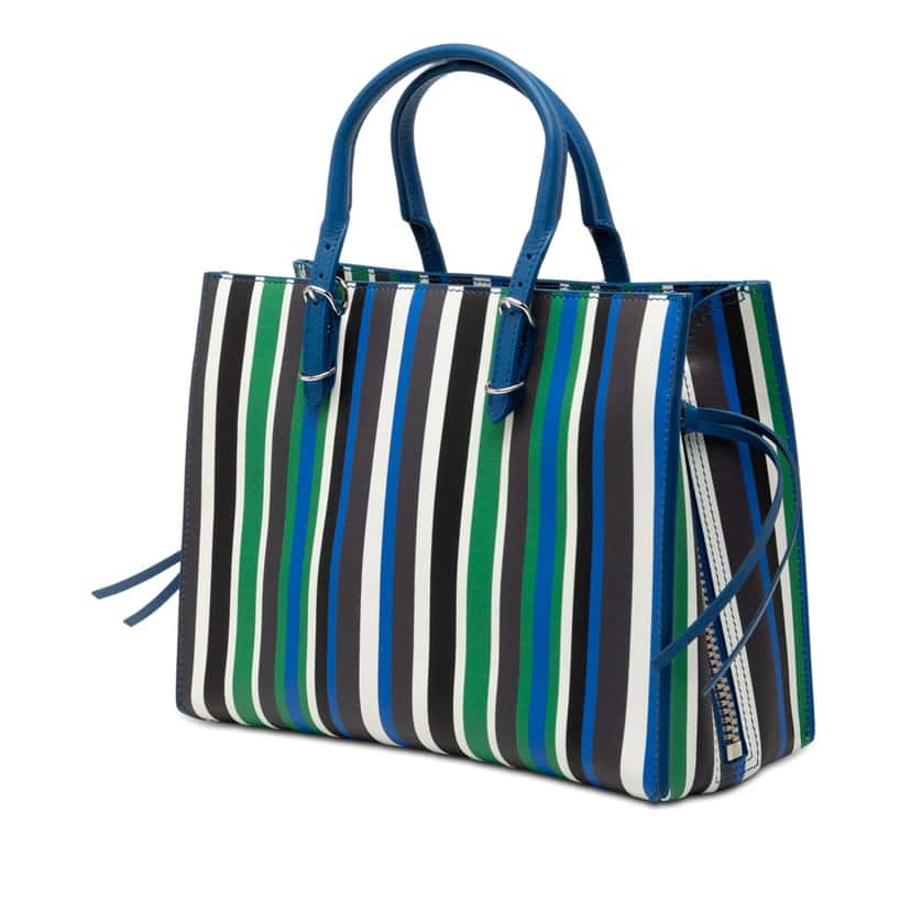 Balenciaga Mini Leather Striped Papier A6 Zip Around Satchel Blue Leather Very good condition - Back View