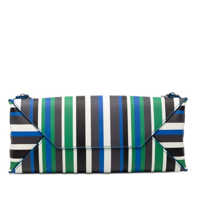 Balenciaga Mini Leather Striped Papier A6 Zip Around Satchel Blue Leather Very good condition - Inside View
