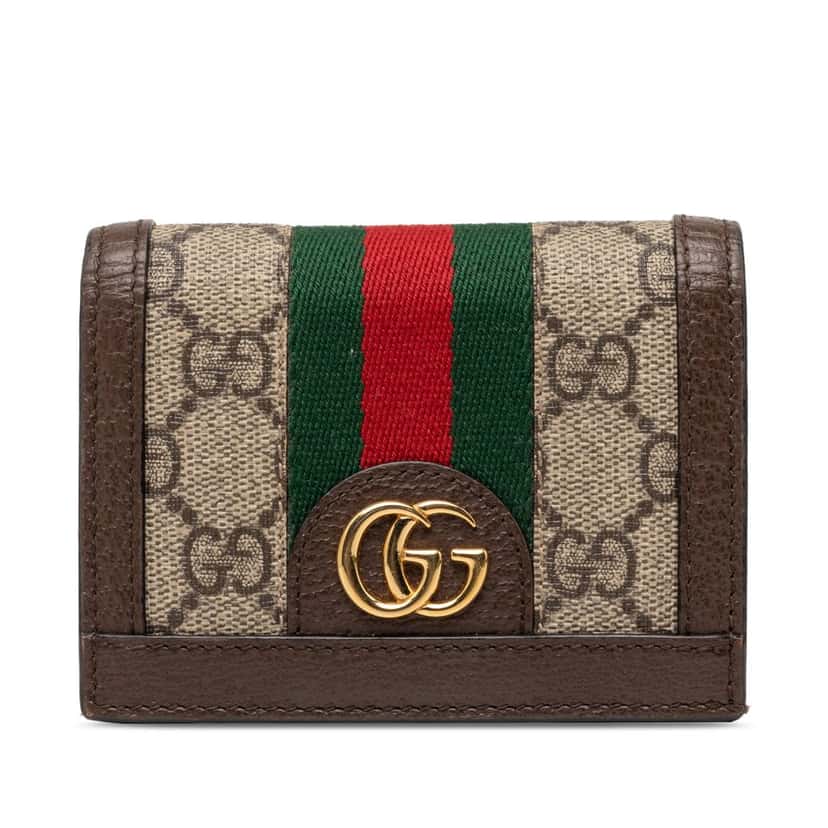 Gucci GG Supreme Web Ophidia Small Wallet Beige Very good condition - Front View