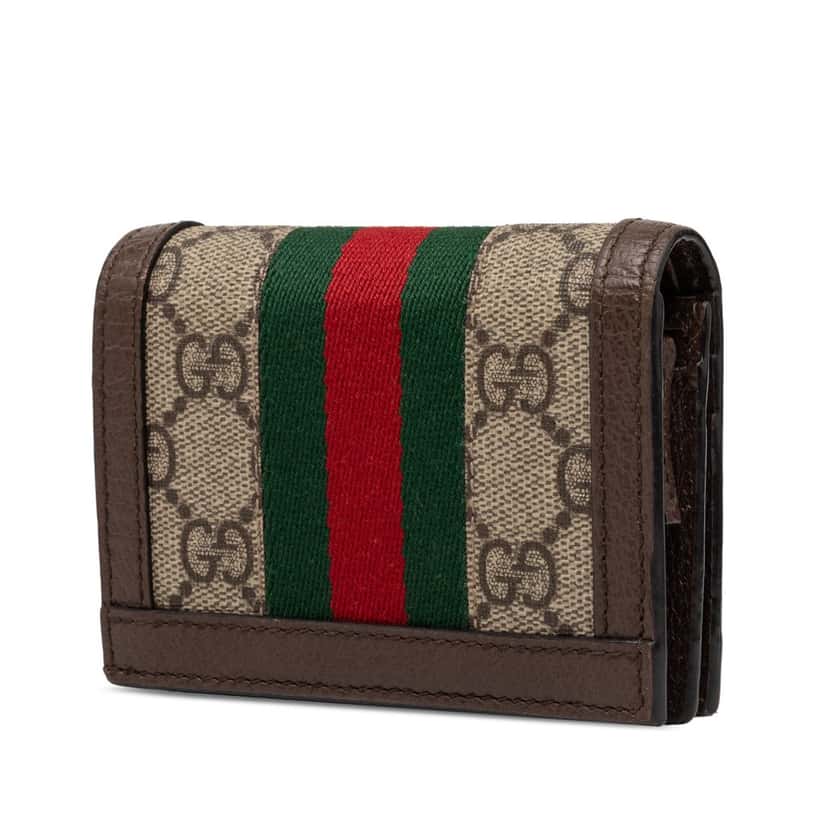 Gucci GG Supreme Web Ophidia Small Wallet Beige Very good condition - Back View