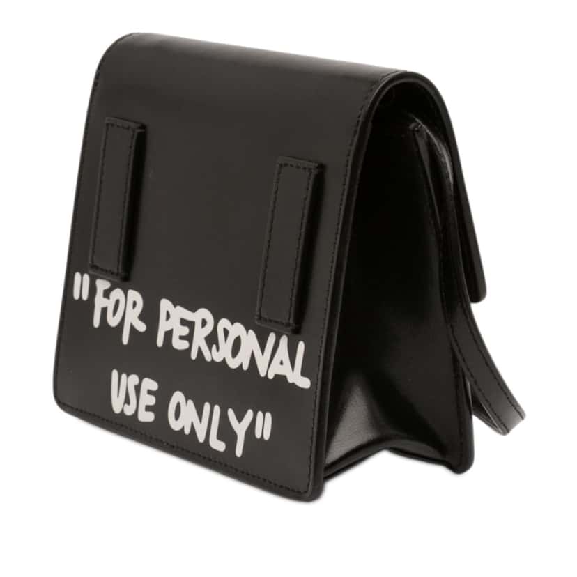 Off-White Glazed Calfskin Cash Inside Jitney 0.7 Bag Black Leather Very good condition - Back View
