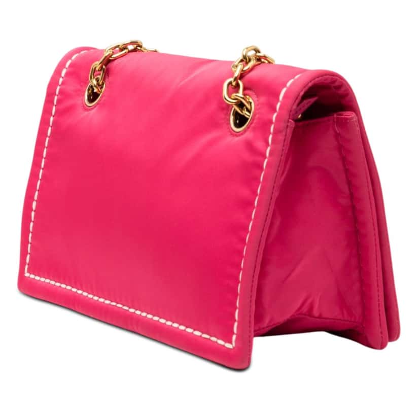 Prada Tessuto Chain Flap Crossbody Pink Very good condition - Back View