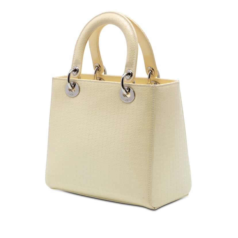 Dior Medium Patent Microcannage Lady Dior White Leather Very good condition - Back View