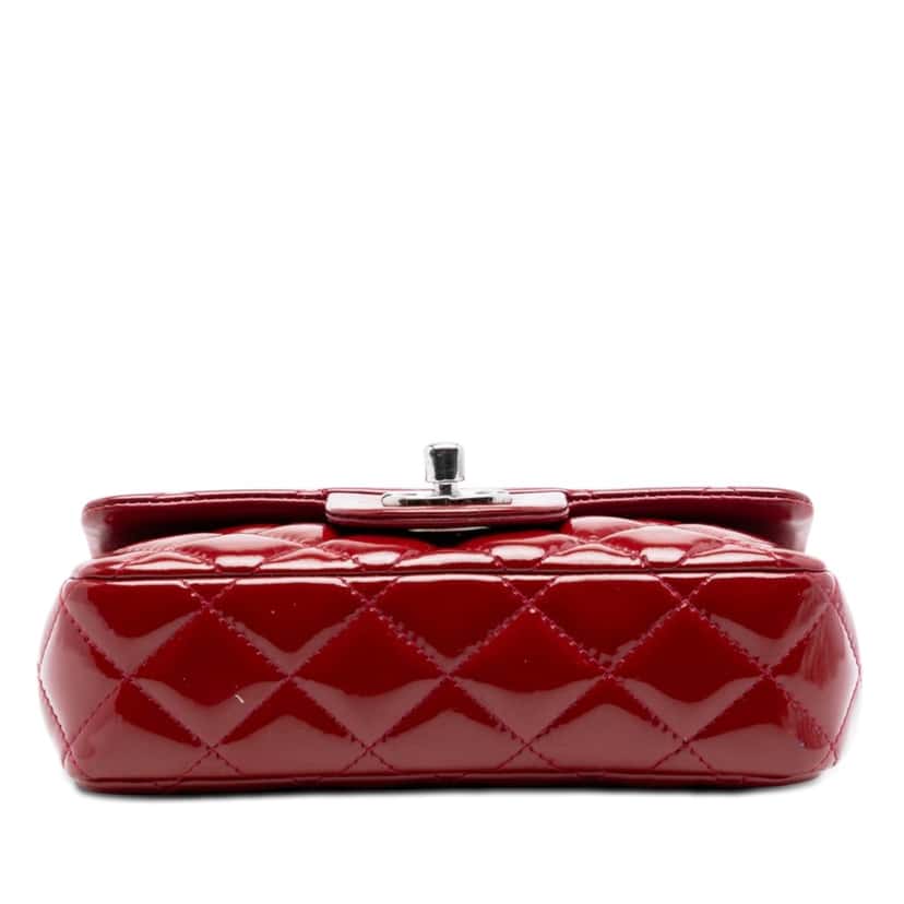 Chanel Extra Mini Rectangular Classic Patent Single Flap Red Leather Very good condition - Inside View