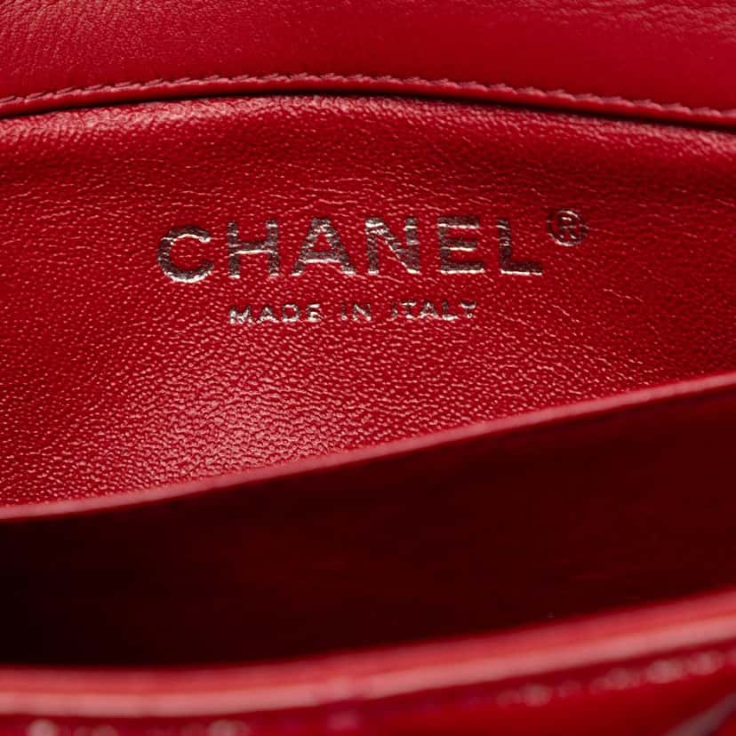 Chanel Extra Mini Rectangular Classic Patent Single Flap Red Leather Very good condition - Box View