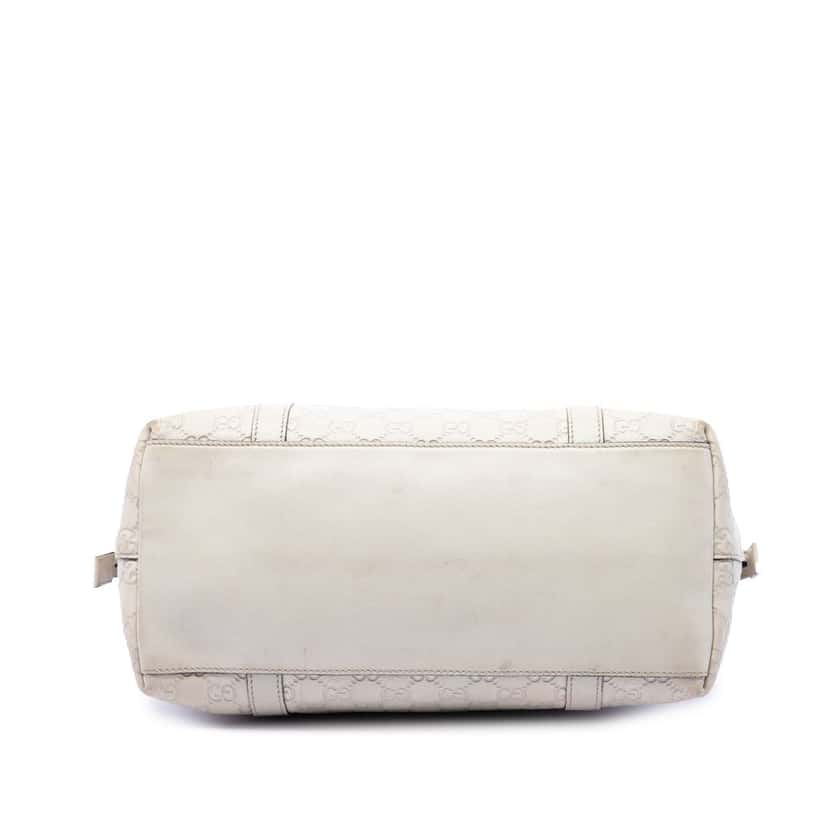 Gucci Medium Guccissima GG Charm Dome Satchel White Leather Very good condition - Inside View
