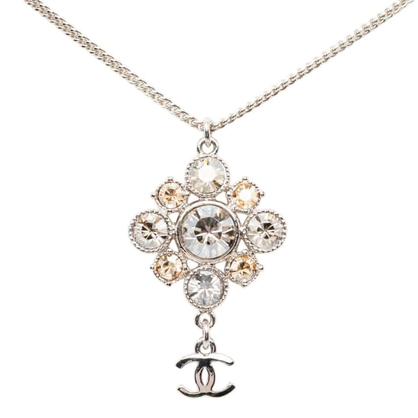 Chanel CC Brass Strass Pendant Necklace