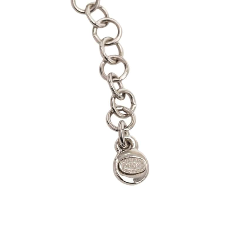Chanel CC Brass Strass Pendant Necklace Silver Metal Very good condition - Model View