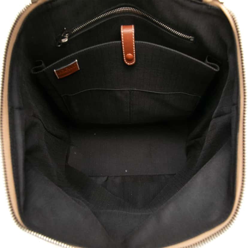 Loewe Paulas Ibiza Large Leather Lion and Floral Print Goya Backpack Brown Very good condition - Model View