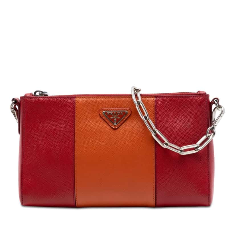 Prada Bicolor Saffiano Lux Crossbody Red Leather Very good condition - Front View