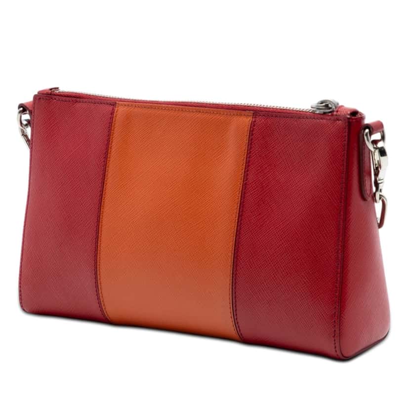 Prada Bicolor Saffiano Lux Crossbody Red Leather Very good condition - Back View