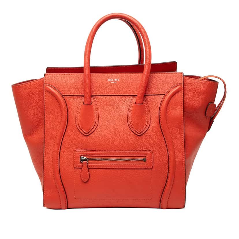 Celine Mini Leather Luggage Tote Orange Leather Very good condition - Front View