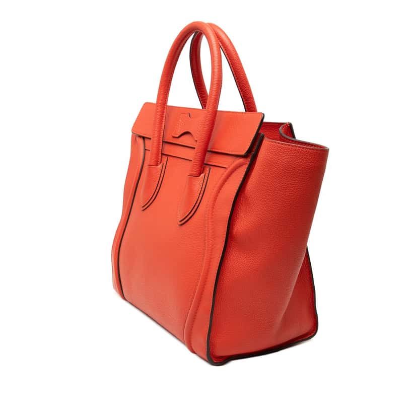 Celine Mini Leather Luggage Tote Orange Leather Very good condition - Back View