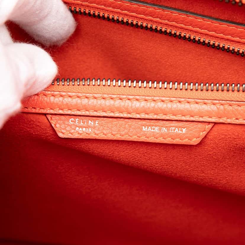 Celine Mini Leather Luggage Tote Orange Leather Very good condition - Box View