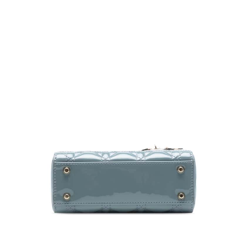 Dior Mini Patent Cannage Lady Dior Blue Leather Very good condition - Inside View