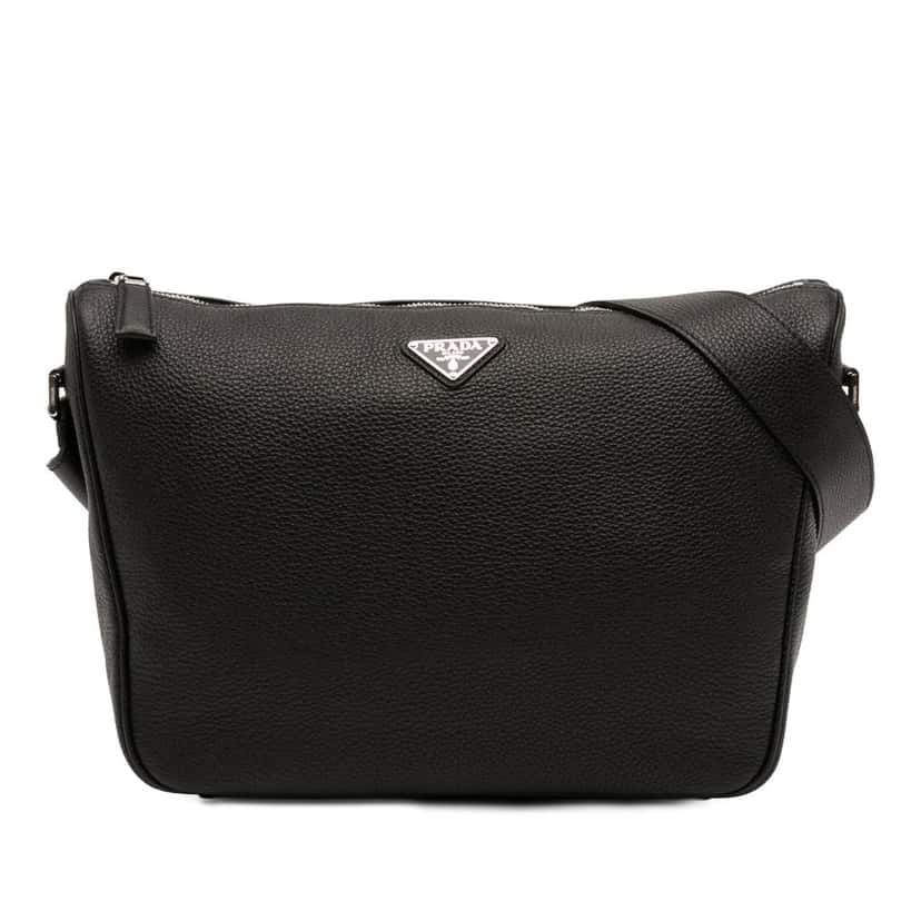 Prada Vitello Daino Crossbody Black Leather Very good condition - Front View