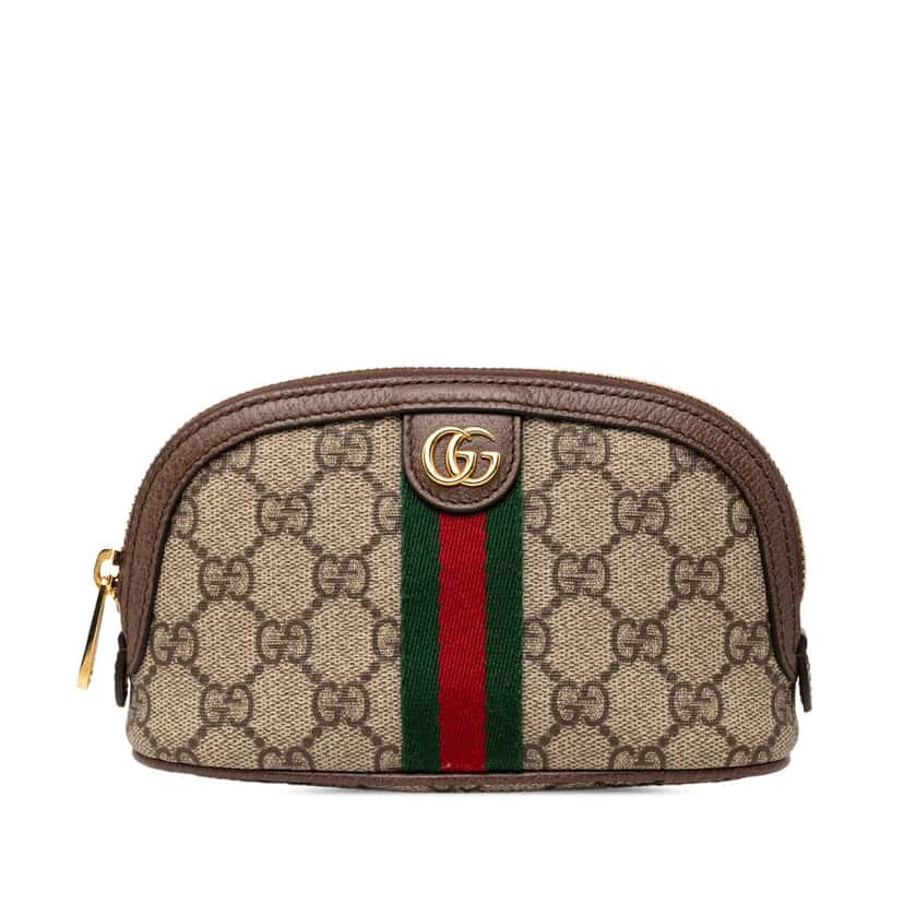Gucci Medium GG Supreme Web Ophidia Cosmetic Case Beige Very good condition - Front View