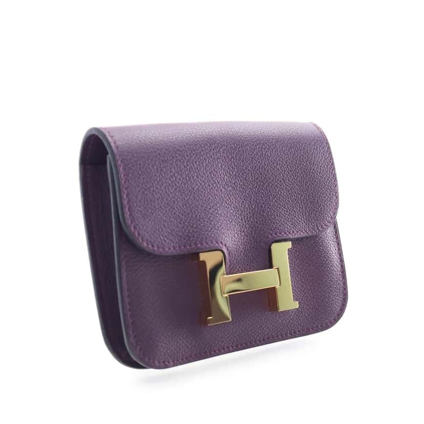 Hermès Evercolor Constance Slim Wallet Purple Leather Very good condition - Back View