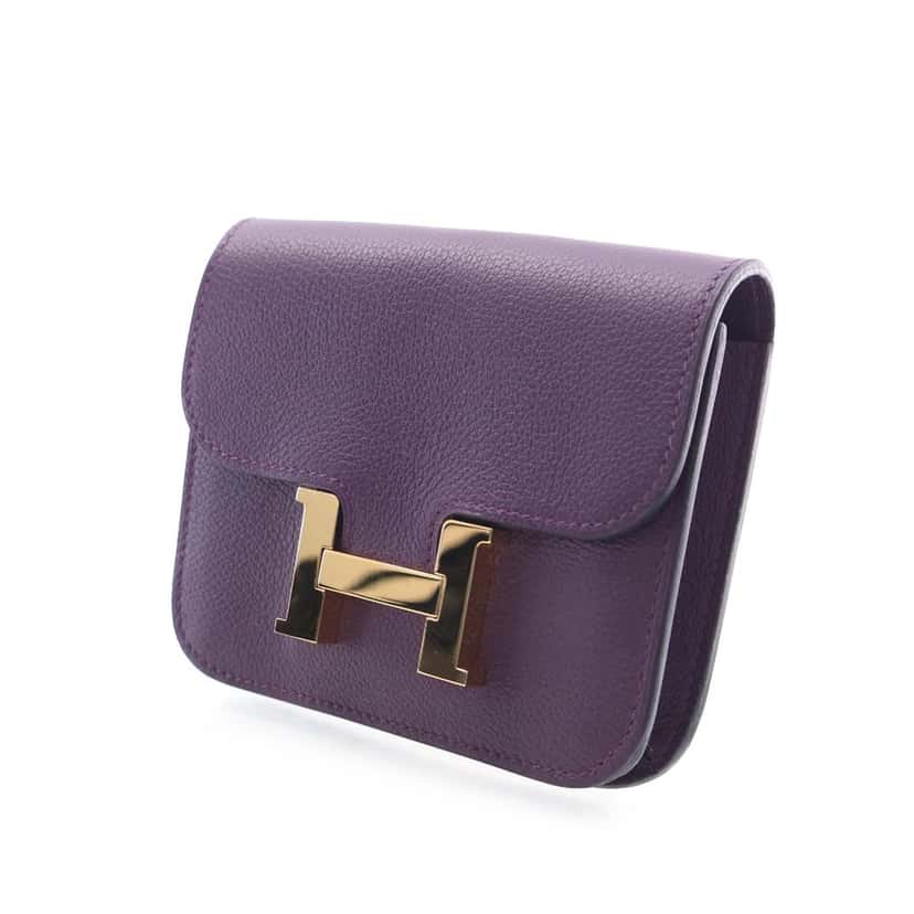 Hermès Evercolor Constance Slim Wallet Purple Leather Very good condition - Inside View