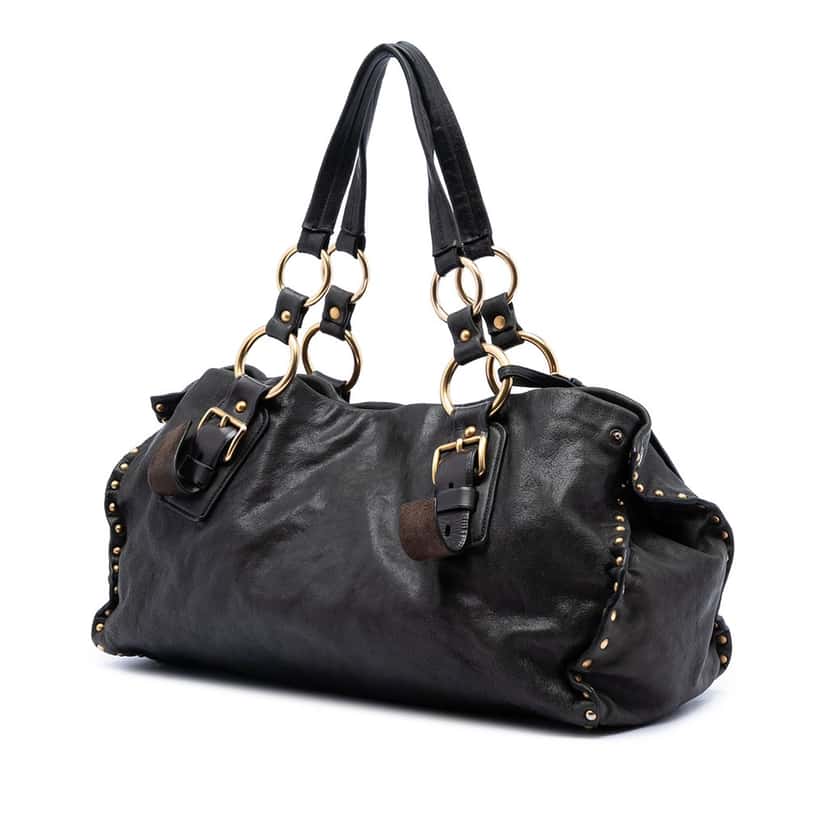 Prada Studded Nappa Aviator Shopping Tote Black Leather Very good condition - Back View