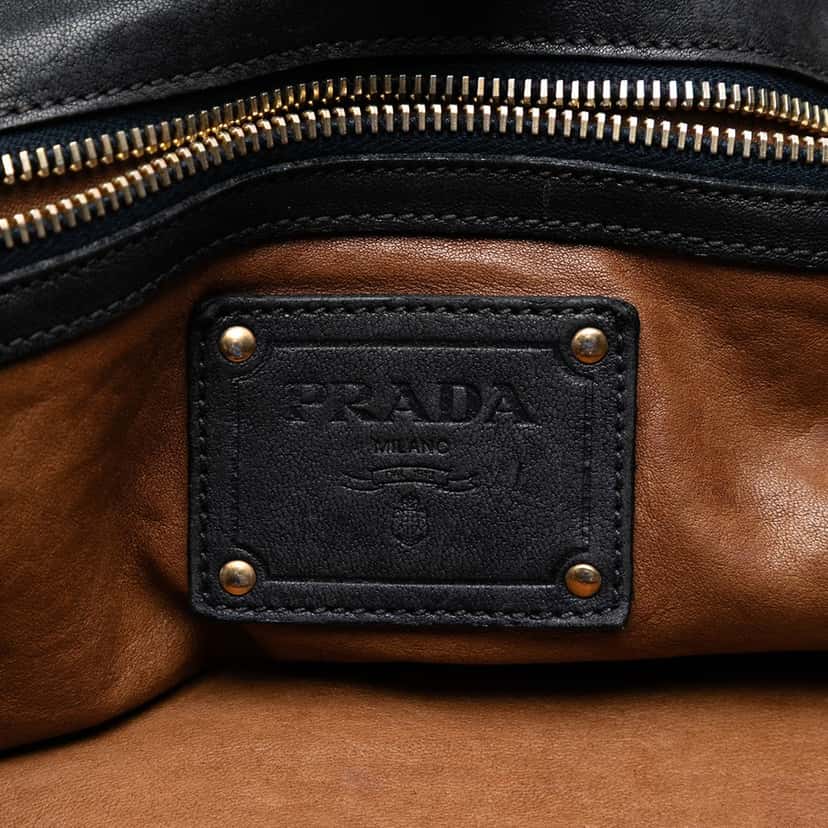Prada Studded Nappa Aviator Shopping Tote Black Leather Very good condition - Box View
