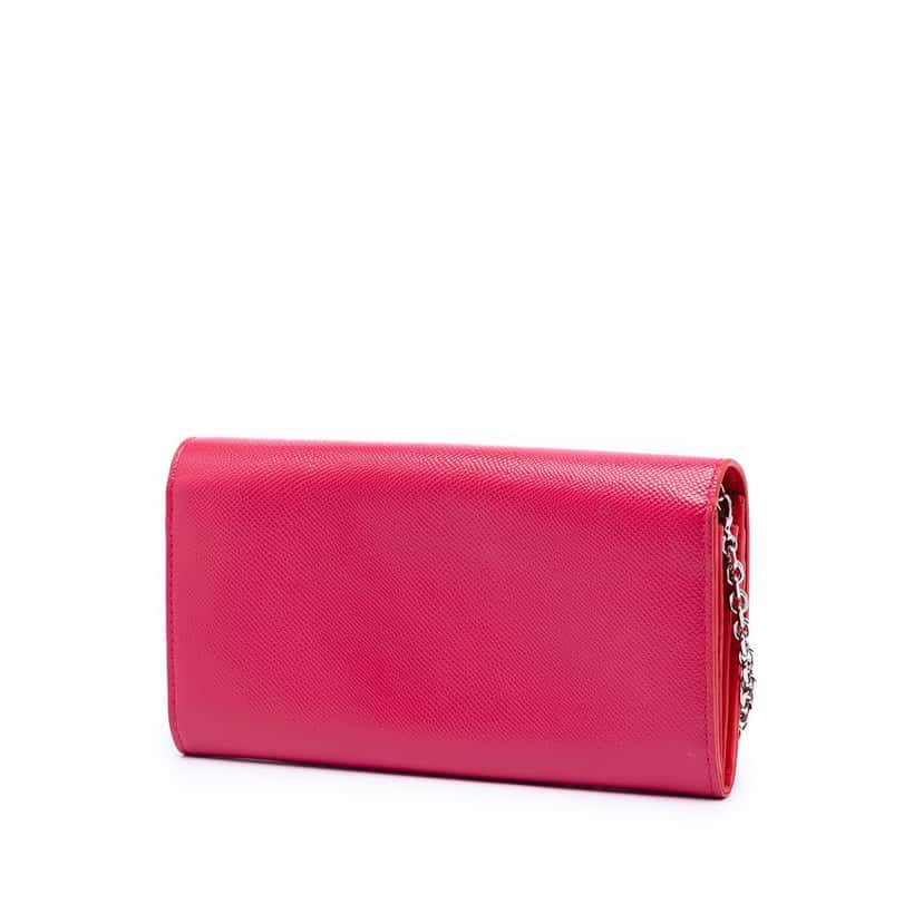 Dior Grained Patent Mania Rendez Vouz Wallet on Chain Pink Leather Very good condition - Back View