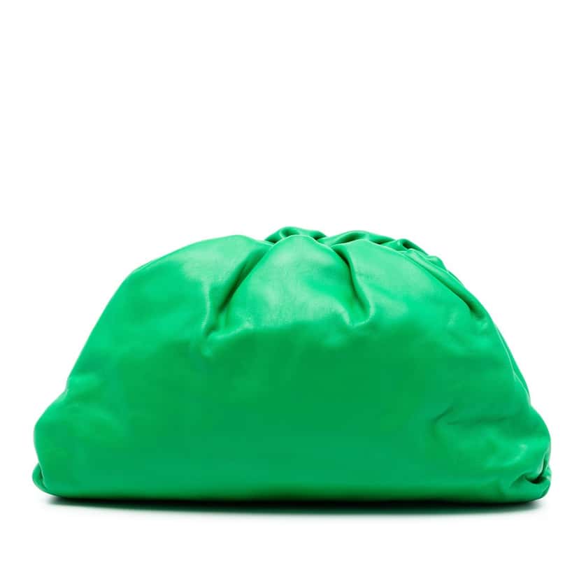 Bottega Veneta Teen Lambskin Pouch Green Leather Very good condition - Front View