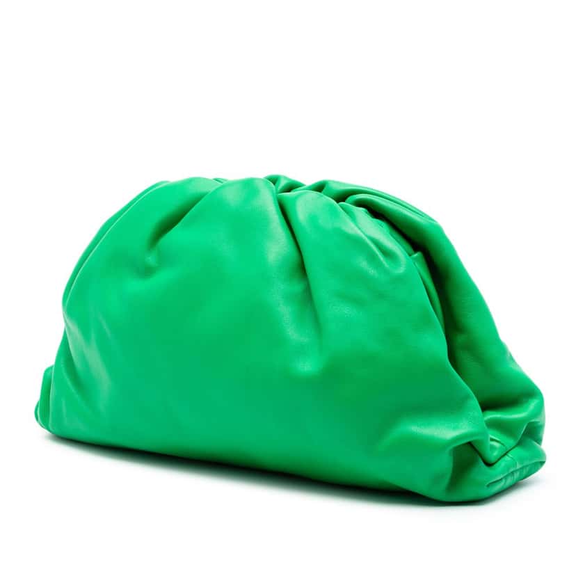 Bottega Veneta Teen Lambskin Pouch Green Leather Very good condition - Back View