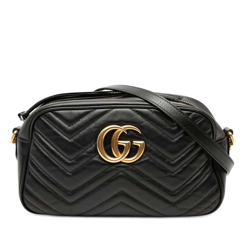 Gucci Small GG Marmont Matelasse Leather Crossbody Black Leather Very good condition - Front View