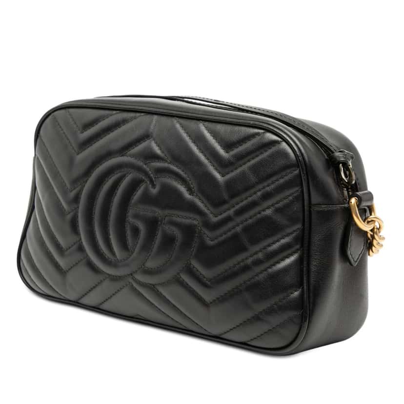 Gucci Small GG Marmont Matelasse Leather Crossbody Black Leather Very good condition - Back View