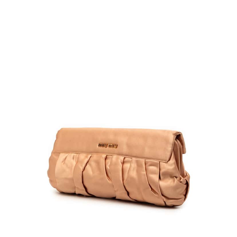Miu Miu Pleated Satin Flap Clutch Brown Very good condition - Back View