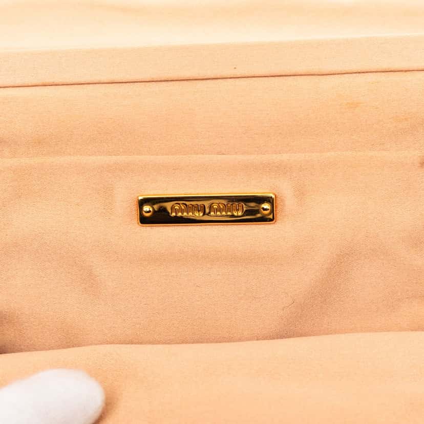 Miu Miu Pleated Satin Flap Clutch Brown Very good condition - Box View
