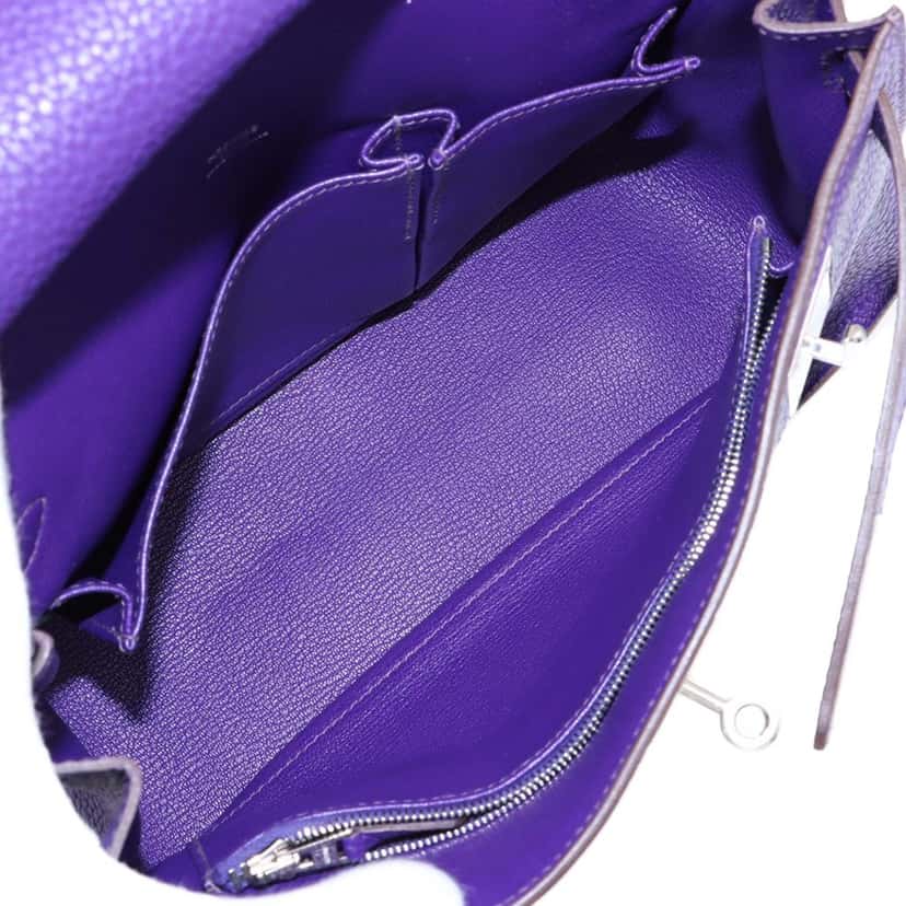 Hermès Clemence Jypsiere 28 Purple Leather Very good condition - Inside View