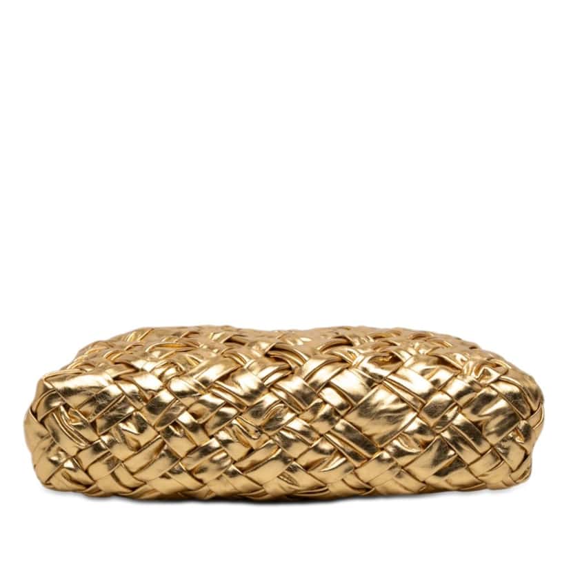 Bottega Veneta Metallic Lambskin Intrecciato Kalimero Cha Cha Shoulder Bag Gold Leather Very good condition - Inside View