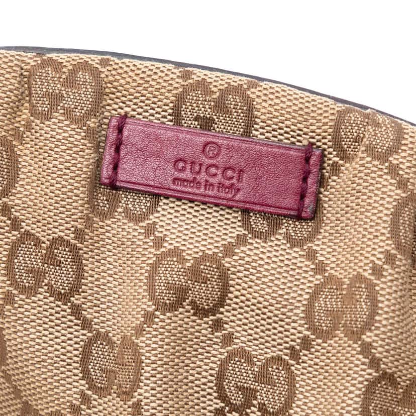 Gucci GG Canvas Bamboo Pouch Beige Very good condition - Box View