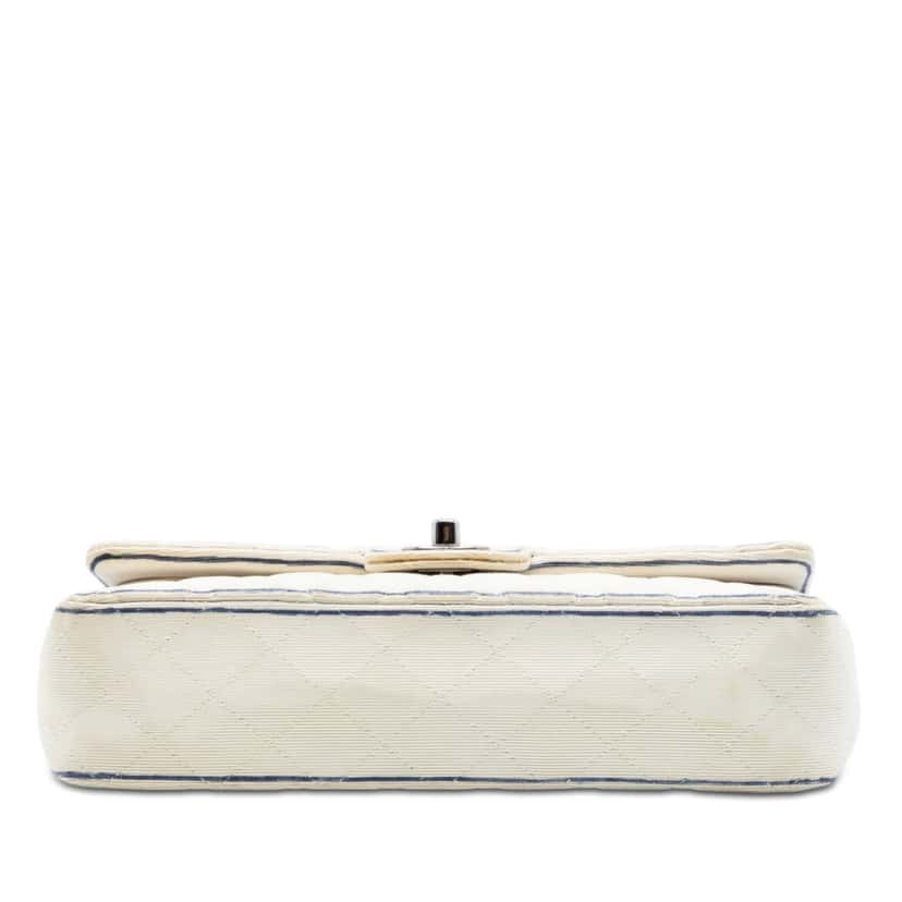 Chanel Medium Classic Printed Grosgrain Double Flap White Very good condition - Inside View