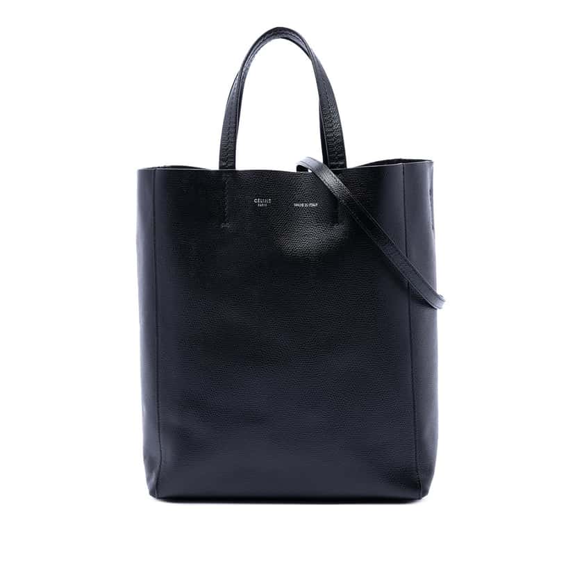 Celine Small Grained Calfskin Vertical Cabas Satchel Black Leather Very good condition - Front View
