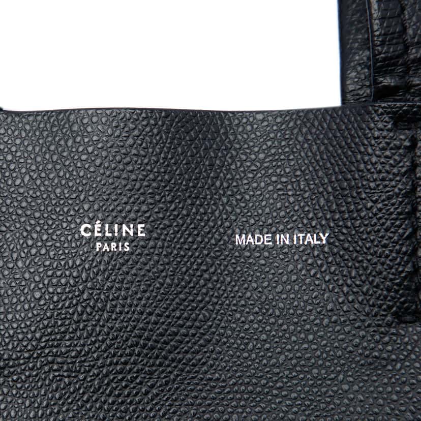 Celine Small Grained Calfskin Vertical Cabas Satchel Black Leather Very good condition - Box View