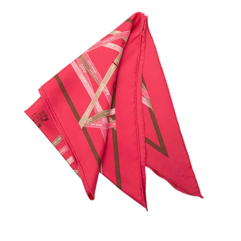 Hermès Bolduc Silk Pointu Triangle Scarf 90 Pink Very good condition - Front View
