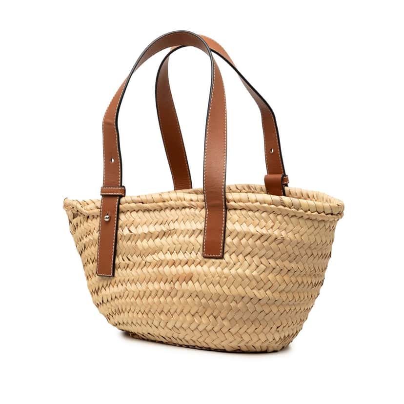 LOEWE Small Raffia Anagram Basket Tote Beige Very good condition - Back View
