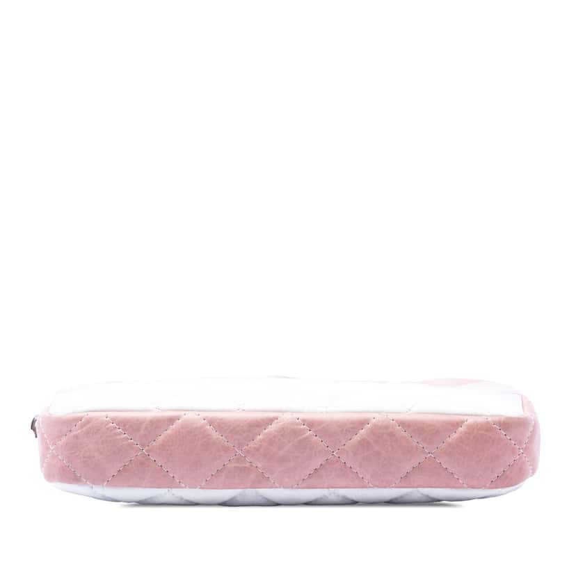 Chanel Ombre Calfskin Double Zip Clutch On Chain Pink Leather Very good condition - Inside View