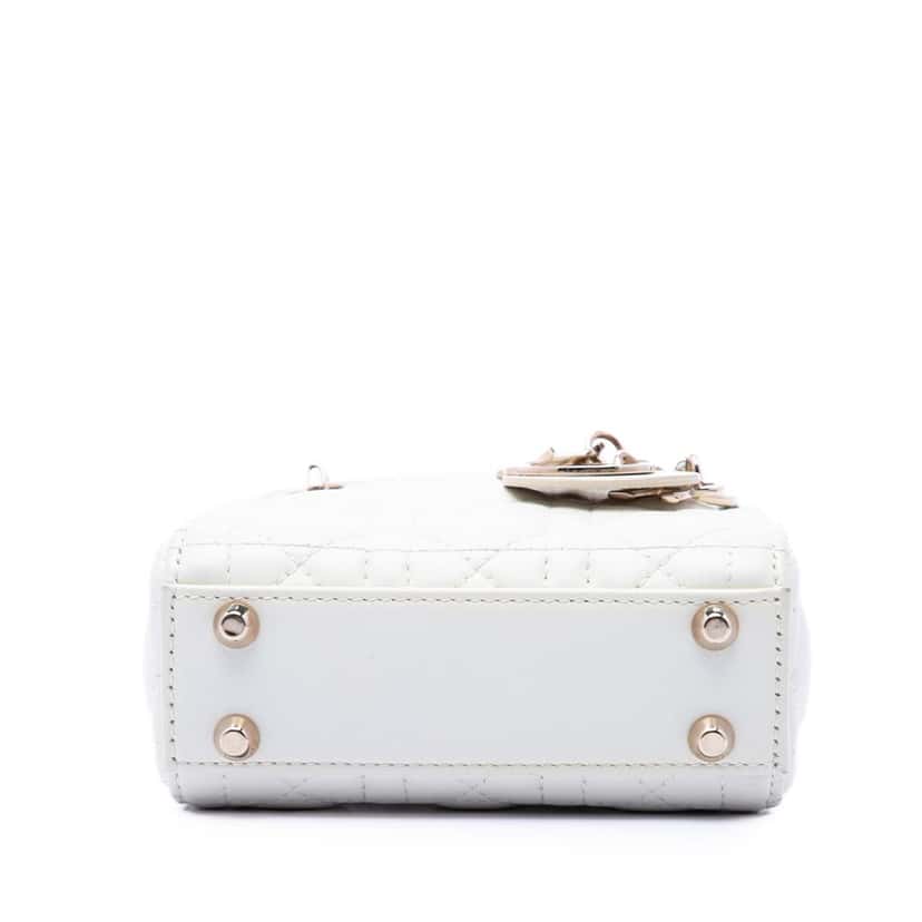Dior Micro Lambskin Cannage Lady Dior White Leather Very good condition - Inside View