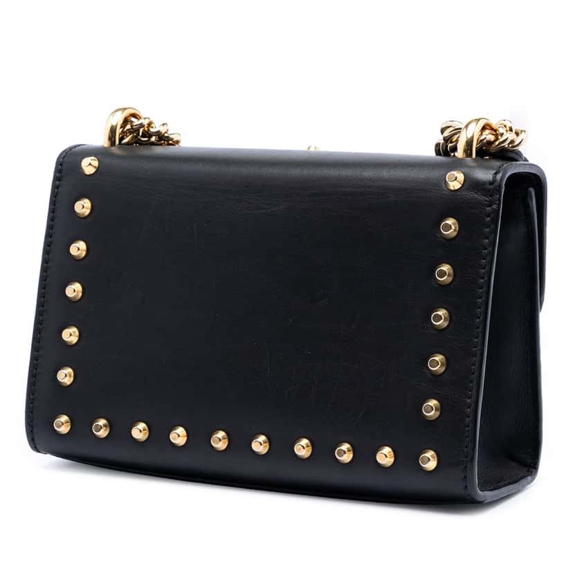 Gucci Small Pearl Studded Leather Padlock Crossbody Black Leather Very good condition - Back View