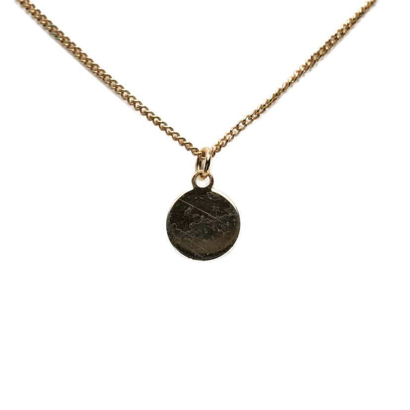 Dior Gold Plated Logo Round Pendant Necklace Gold Metal Very good condition - Back View