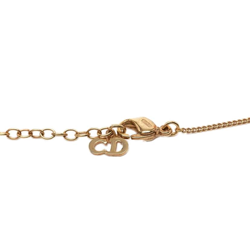 Dior Gold Plated Logo Round Pendant Necklace Gold Metal Very good condition - Inside View
