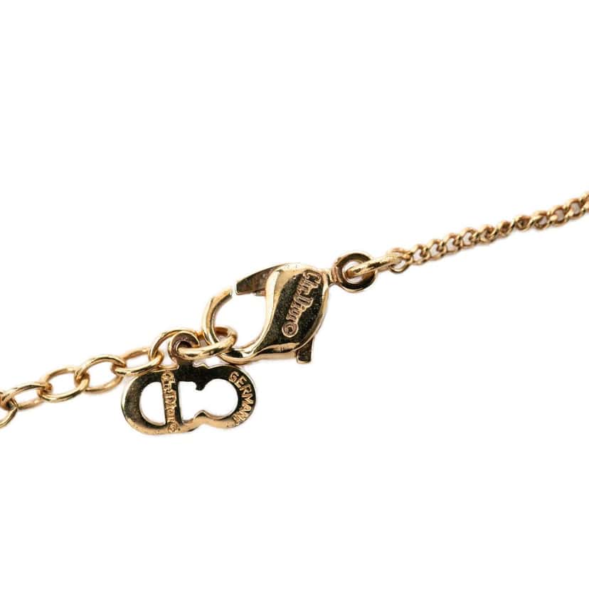 Dior Gold Plated Logo Round Pendant Necklace Gold Metal Very good condition - Box View